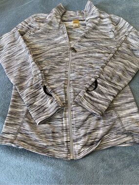 Live Electric-Gray Space Dye Full-Zip Activewear Jacket w/ Thumbholes   Sz.M/L